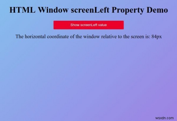 HTML Window screen คุณสมบัติด้านซ้าย 