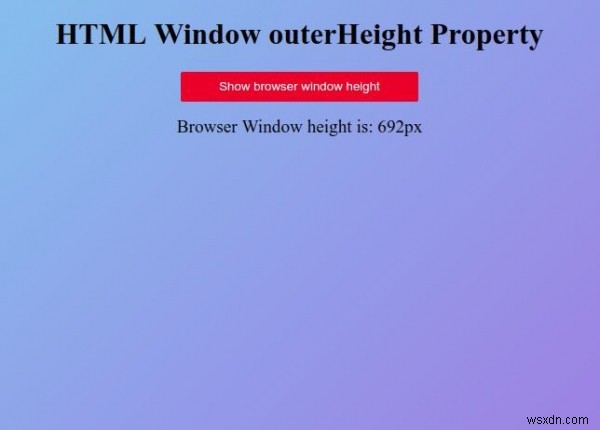 คุณสมบัติความสูงของหน้าต่าง HTML ภายนอก 