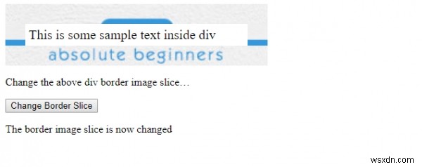 HTML DOM สไตล์ borderImageSlice คุณสมบัติ 