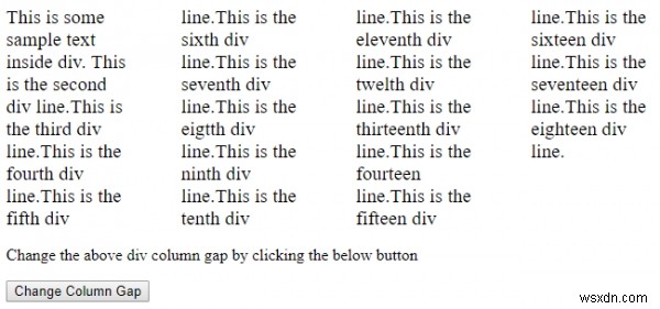 คอลัมน์สไตล์ HTML DOM คุณสมบัติ Gap 