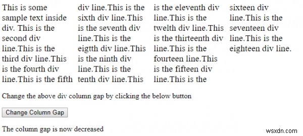 คอลัมน์สไตล์ HTML DOM คุณสมบัติ Gap 