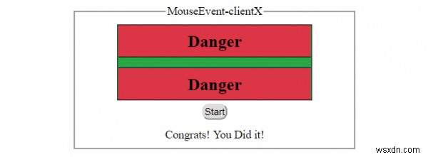 HTML DOM MouseEvent clientX คุณสมบัติ 