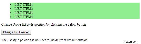 HTML DOM Style listStylePosition Property 