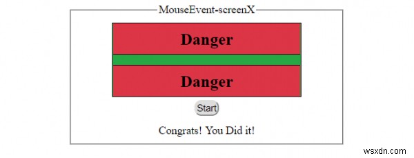 HTML DOM MouseEvent screenX คุณสมบัติ 