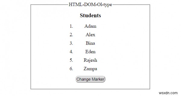 คุณสมบัติประเภท HTML DOM Ol 