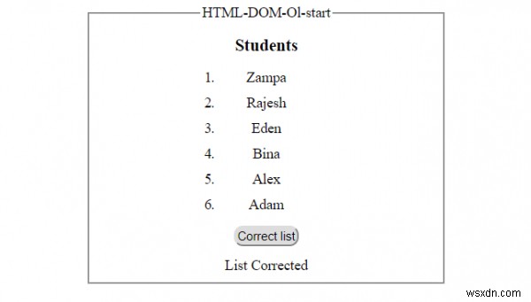 HTML DOM Ol เริ่มคุณสมบัติ 