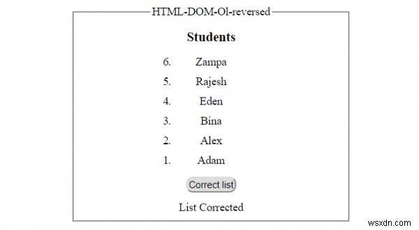 HTML DOM Ol กลับรายการทรัพย์สิน 