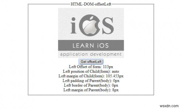 คุณสมบัติ HTML DOM offsetLeft 