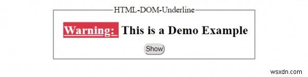 HTML DOM ขีดเส้นใต้วัตถุ 