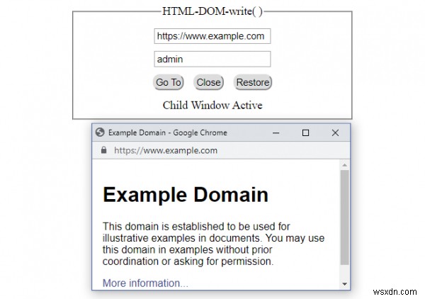 HTML DOM เขียน () วิธีการ 