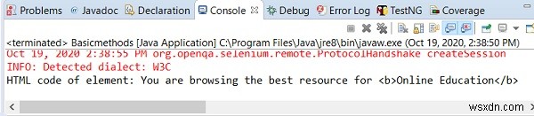 วิธีรับโค้ด HTML ของ WebElement ใน Selenium 