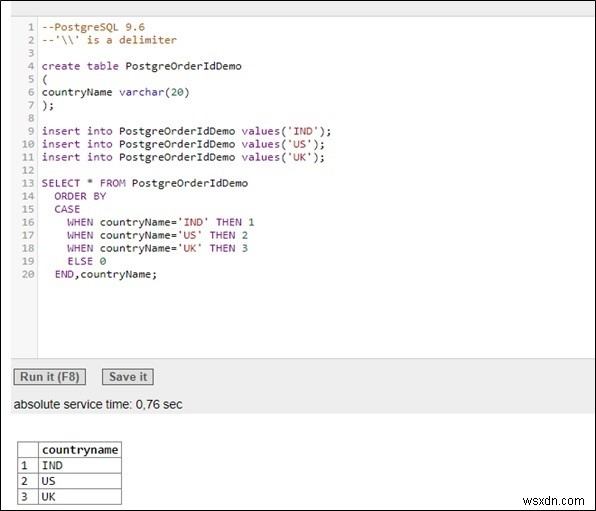 กำลังจำลอง ORDER BY FIELD() ของ MySQL ใน PostgreSQL หรือไม่ 