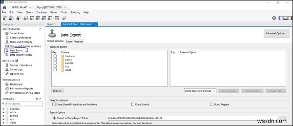 จะสำรองข้อมูลฐานข้อมูล MySQL โดยใช้ MySQL Workbench ได้อย่างไร 