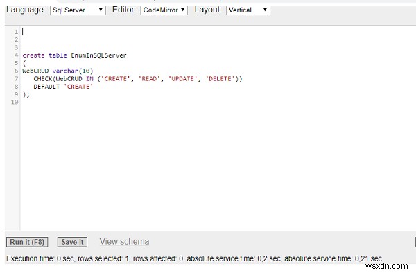 SQL Server มีประเภทข้อมูลเทียบเท่ากับ ENUM ของ MySQL หรือไม่ 