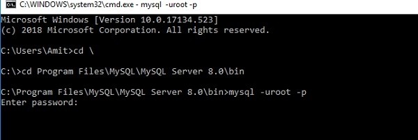 จะเปิดบรรทัดคำสั่ง MySQL บน Windows10 ได้อย่างไร 