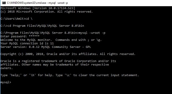 จะเปิดบรรทัดคำสั่ง MySQL บน Windows10 ได้อย่างไร 
