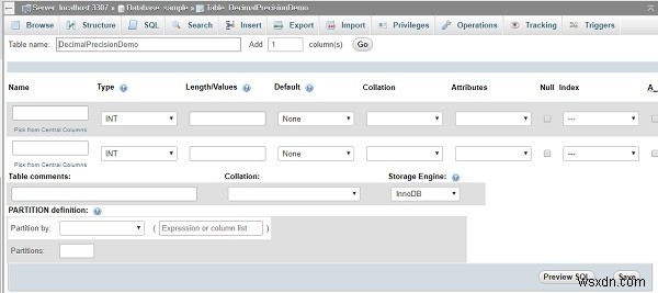 จะระบุ Decimal Precision และขนาดตัวเลขในฐานข้อมูล MySQL โดยใช้ PHPMyAdmin ได้อย่างไร 