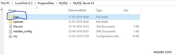ฐานข้อมูล MySQL จะถูกบันทึกไว้ที่ไหนเมื่อถูกสร้างขึ้น? 