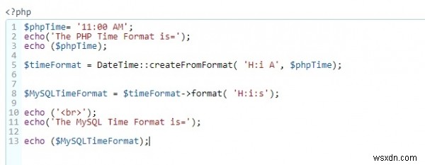 แปลงตัวแปร PHP  11:00 AM  เป็นรูปแบบเวลา MySQL หรือไม่ 