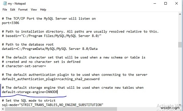 ฉันจะติดตั้งหรือเปิดใช้งาน innoDB ใน MySQL ได้อย่างไร 