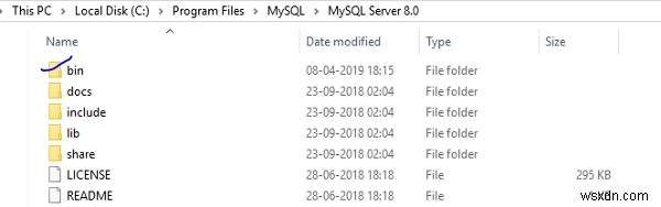 ไดเร็กทอรี bin ของ MySQL อยู่ที่ไหนใน Windows OS 