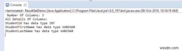 นับจำนวนคอลัมน์ในตาราง MySQL ด้วย Java 