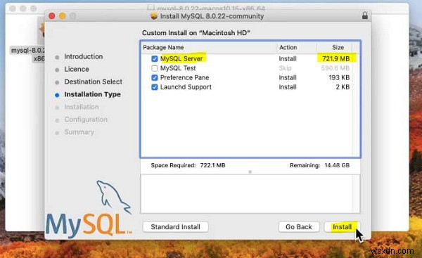 การติดตั้ง MySQL บน macOS 