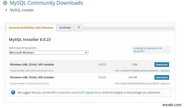 การติดตั้ง MySQL บน Microsoft Windows 