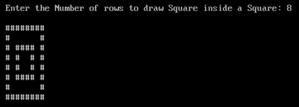 โปรแกรมพิมพ์ Square ภายใน Square ใน C 