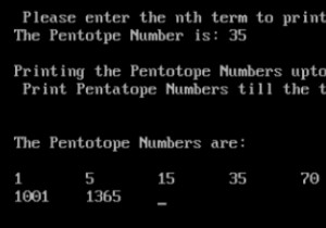 โปรแกรมพิมพ์ตัวเลขเพนทาโทปไม่เกินเทอมที่ N ใน C 