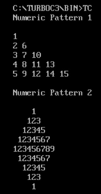 โปรแกรมพิมพ์รูปแบบตัวเลขใน C 