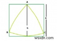 Reuleaux Triangle ที่ใหญ่ที่สุดภายใน Square ซึ่งถูกจารึกไว้ใน Circle ใน C? 