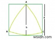 ที่ใหญ่ที่สุด Reuleaux Triangle ที่จารึกไว้ภายในสี่เหลี่ยมที่จารึกไว้ภายในวงรีใน C? 
