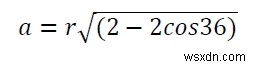 โปรแกรม C สำหรับพื้นที่ของ Decagon ที่จารึกไว้ในวงกลม? 