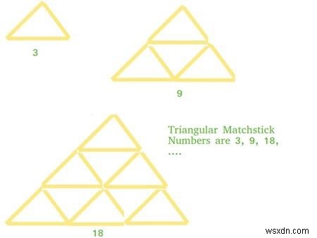 โปรแกรม C/C++ สำหรับหมายเลขไม้ขีดไฟสามเหลี่ยม? 