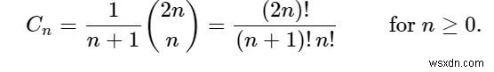 โปรแกรม C/C++ สำหรับหมายเลขคาตาลันที่ n? 