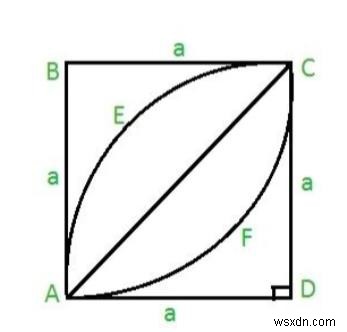 พื้นที่ของใบไม้ภายในสี่เหลี่ยมจัตุรัสในโปรแกรม C? 