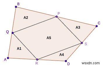 C++ เส้นรอบวงและพื้นที่ของสี่เหลี่ยมด้านขนานของ Varignon 