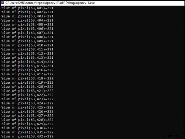 จะอ่านค่าพิกเซลของอิมเมจช่องสัญญาณเดียวใน OpenCV โดยใช้ C ++ ได้อย่างไร 