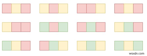จำนวนวิธีในการระบายสี N × 3 Grid ใน C++ 