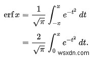 ฟังก์ชั่นข้อผิดพลาดโดยใช้ cmath ใน C ++ 