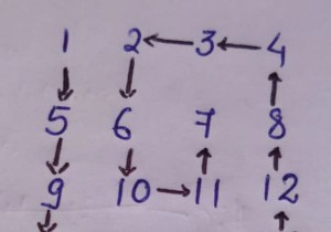 พิมพ์เมทริกซ์ที่กำหนดในรูปแบบเกลียวทวนเข็มนาฬิกาใน C++ 