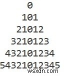 โปรแกรม C++ สำหรับรูปแบบสามเหลี่ยม (ภาพสะท้อนประมาณ 0) 