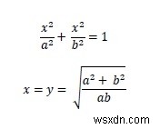 พื้นที่ของสี่เหลี่ยมจัตุรัสที่ใหญ่ที่สุดที่สามารถจารึกเป็นวงรีใน C++ 