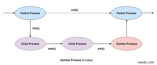 กระบวนการซอมบี้และเด็กกำพร้าใน Linux 