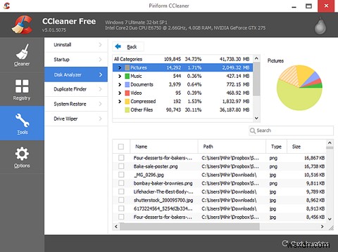 เครื่องมือทำความสะอาด Windows ที่ดีที่สุดได้รับ Disk Analyzer 