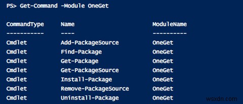 Windows ได้รับ Package Manager - ดาวน์โหลดซอฟต์แวร์จากส่วนกลางผ่าน OneGet 