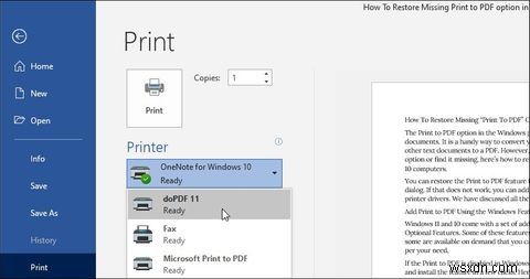 วิธีแก้ไขคุณสมบัติการพิมพ์เป็น PDF ที่หายไปใน Windows 11/10 