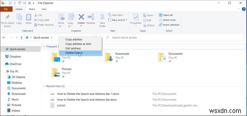 วิธีล้างการค้นหา File Explorer และประวัติแถบที่อยู่ใน Windows 10 