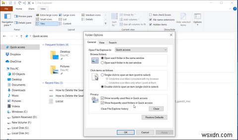 วิธีล้างการค้นหา File Explorer และประวัติแถบที่อยู่ใน Windows 10 